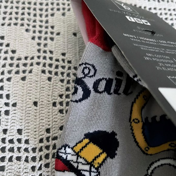 NEW with tags YoSox grey, red, navy, white & yellow socks men’s size 7-12 rare - Picture 8 of 9
